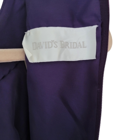 David's Bridal Purple Satin Sheath Mini Dress Wedding Bridesmaid Cocktail - Picture 7 of 7